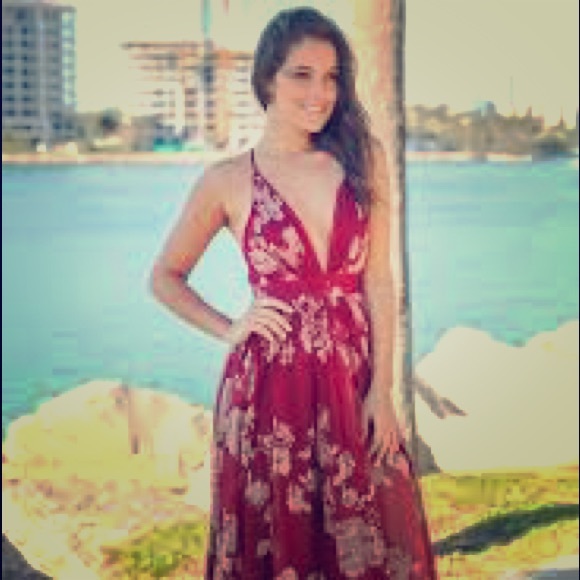wine floral maxi dress